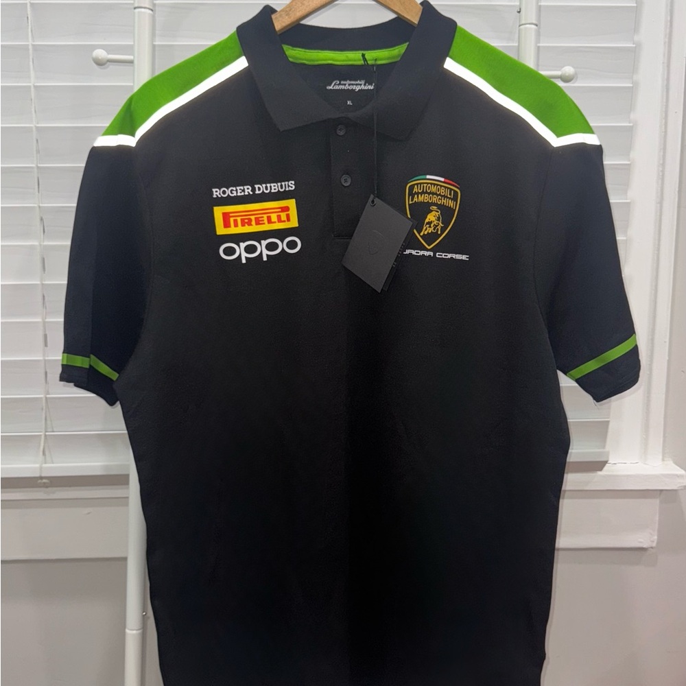 Lamborghini Men's Black Polo Shirt Squadra Corse Firelli XL